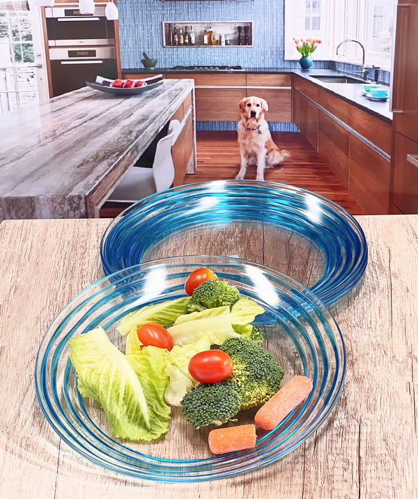 English Elm Designer Swirl 9" Plastic Dessert Plates Set Of 4 - Elegant Blue Acrylic Plates For All Occasions B095120396