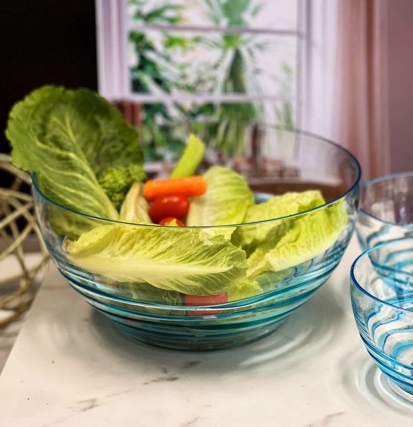 English Elm Swirl Acrylic Serving Bowls - Unbreakable, Stylish, Bpa-Free Large Bowls For Salads, Soups & Snacks B095120316-GIGA