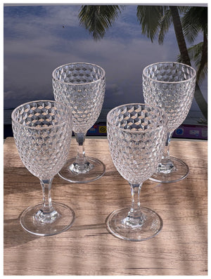 English Elm Diamond Cut Acrylic Wine Glasses Set Of 4 - Unbreakable, Bpa-Free, Elegant 12Oz Stemmed Glasses B095120378