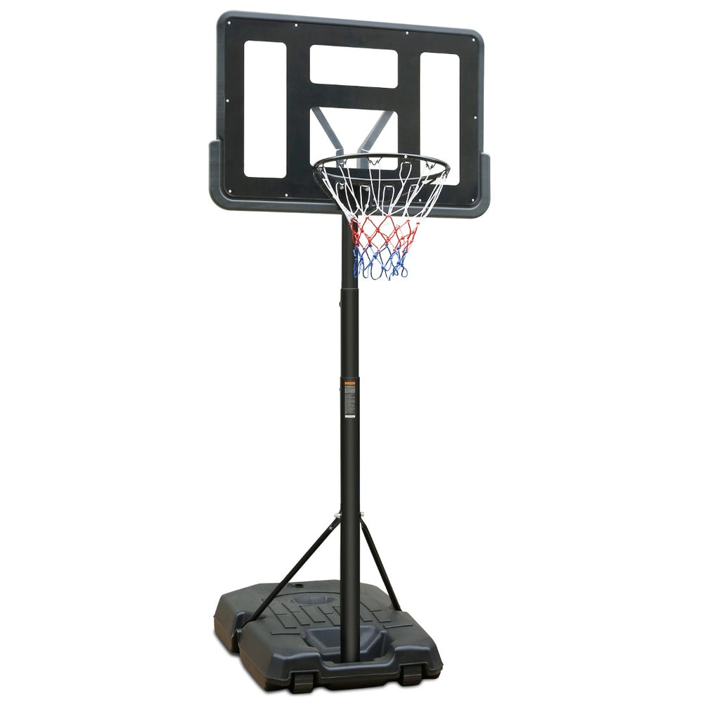 English Elm Portable Basketball Hoop Steel Frame 44 Inch Backboard Adjusts 6.6 to 10 Feet Outdoor W1408P358677