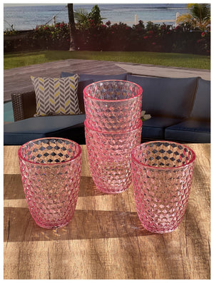 English Elm Diamond Cut Acrylic Glasses Set Of 4 (12Oz) - Elegant, Shatter-Resistant Drinkware, Bpa-Free! B095120374