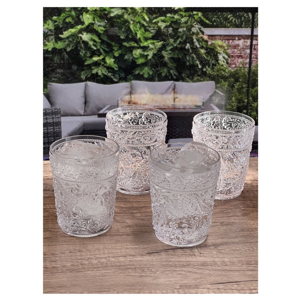 English Elm Paisley Acrylic Drinking Glass Set Of 4 - 13Oz, Shatter-Resistant, Bpa-Free, Stylish & Durable Drinkware B095120381-GIGA