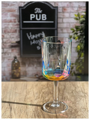 English Elm Rainbow Diamond 16oz Acrylic Wine Glasses Set of 4 — Unbreakable, BPA-Free, Crystal Clear Stemware for Parties and Patio B095120333