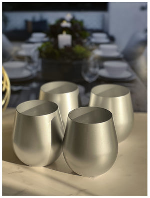 English Elm Metallic Silver Acrylic Wine Glasses Set Of 4 (18Oz) - Unbreakable, Bpa-Free, Elegant & Durable B095120324