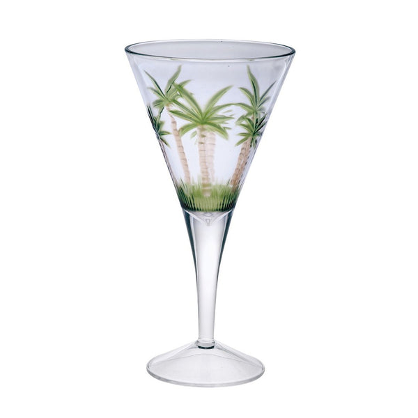 English Elm Palm Tree V-Shaped Acrylic Wine Glasses Set Of 4 (14Oz) - Unbreakable, Bpa-Free Drinkware For Entertaining B095120399-GIGA