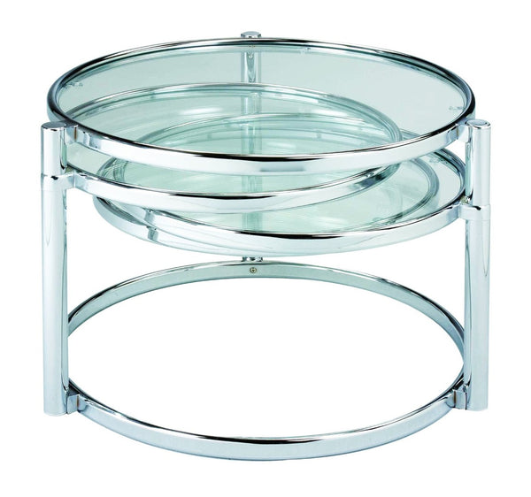 English Elm Modern Nesting Glass Coffee Table Set with Chrome Frame for Living Room Entertaining B091119900