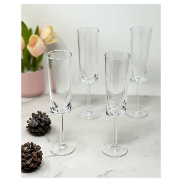English Elm Oval Halo Acrylic Champagne Flutes Set Of 4 - Unbreakable 4Oz Mimosa Glasses For Elegant Celebrations B095120349-GIGA