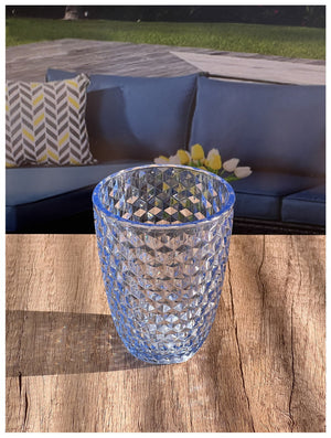 English Elm Diamond Cut Acrylic Drinking Glass Set Of 4, 12Oz Shatter-Resistant, Bpa-Free, Elegant Drinkware B095120373