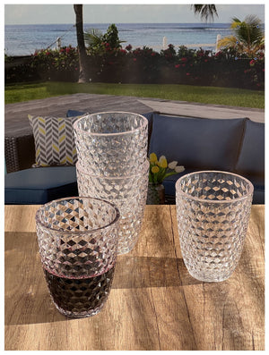 English Elm Diamond Cut Acrylic Drinking Glasses Set Of 4 (12Oz) - Stylish, Shatterproof, Bpa-Free Tumblers For All Occasions B095120372