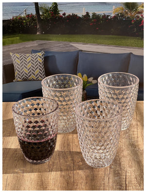 English Elm Diamond Cut Acrylic Drinking Glasses Set Of 4 (12Oz) - Stylish, Shatterproof, Bpa-Free Tumblers For All Occasions B095120372