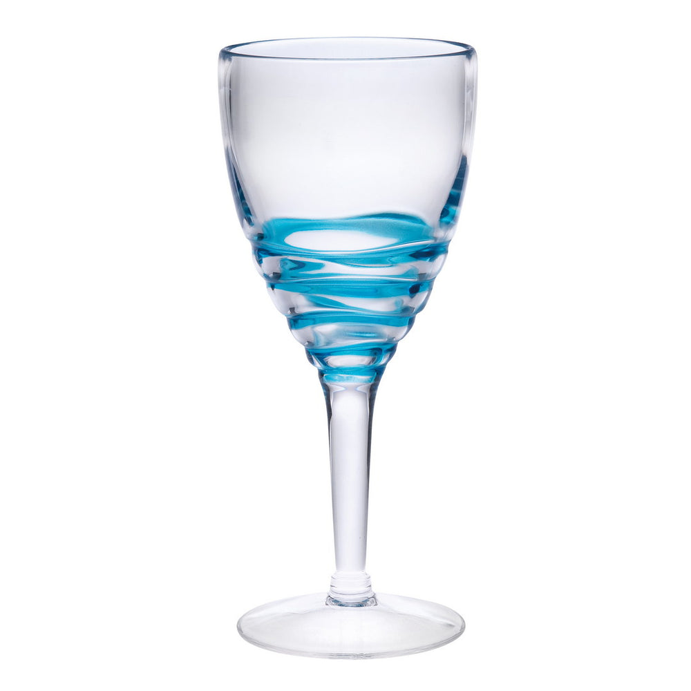 English Elm Swirl Plastic Wine Glasses Set of 4 12oz - BPA-Free Acrylic, Unbreakable Stemware, Dishwasher Safe Elegance Blue B095120394