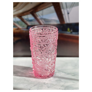 English Elm Paisley 17oz Acrylic Hi Ball Glasses Set of 4 - Shatterproof, BPA-Free Pink Drinkware, Dishwasher Safe B095120386