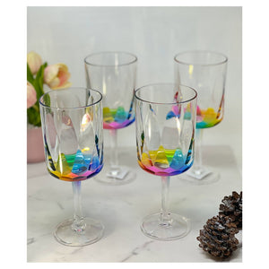 English Elm Rainbow Diamond 16oz Acrylic Wine Glasses Set of 4 — Unbreakable, BPA-Free, Crystal Clear Stemware for Parties and Patio B095120333