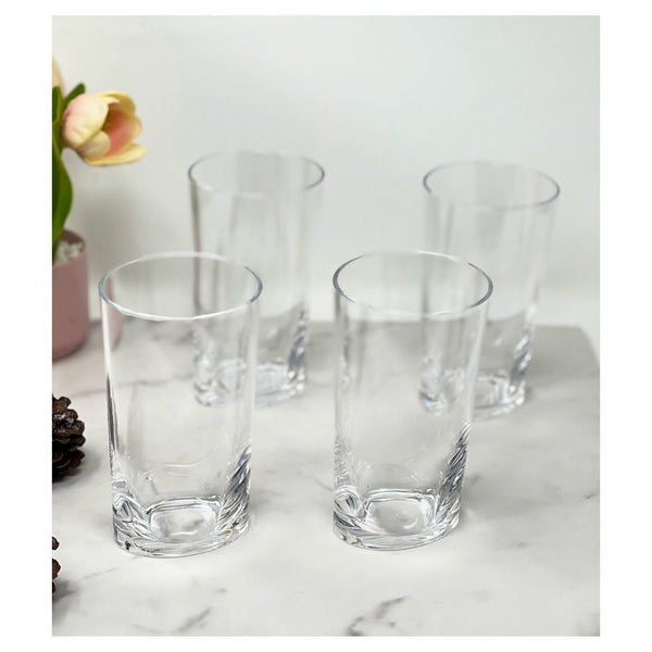 English Elm Oval 4-Pack Halo Acrylic Hi Ball Glasses 15oz – Shatterproof, Crystal Clear, BPA-Free Tumblers for Parties B095120341