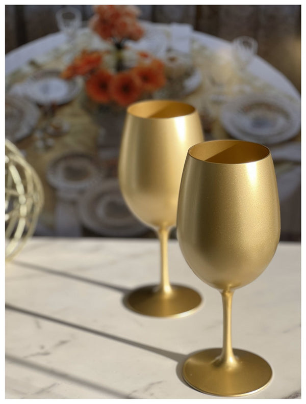 English Elm Metallic Gold Stemmed Wine Glasses Set Of 4 – Unbreakable, Bpa-Free, Perfect For Any Occasion! B095120321