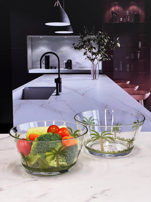 English Elm Palm Tree Acrylic Serving Bowls - Unbreakable, Stylish, Bpa-Free For Snacks, Salads, And Soups! B095120327-GIGA