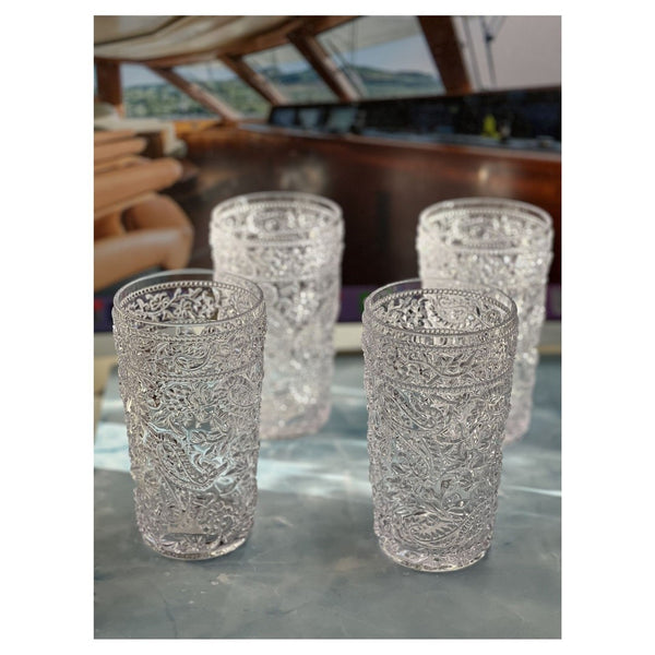English Elm Paisley Acrylic Hi-Ball Glass Set Of 4 | Durable, Bpa-Free Drinkware For Effortless Entertaining! B095120384-GIGA