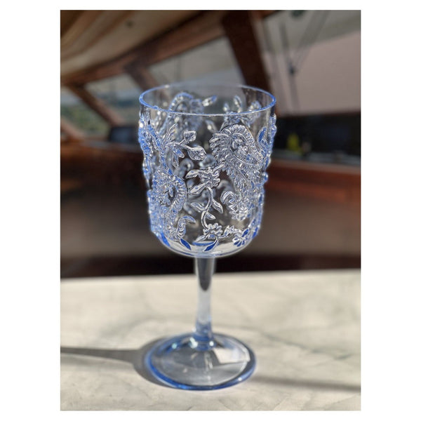 English Elm Paisley Acrylic Wine Glasses Set Of 4, 13Oz Unbreakable Bpa-Free, Stylish & Dishwasher Safe Drinkware B095120388-GIGA