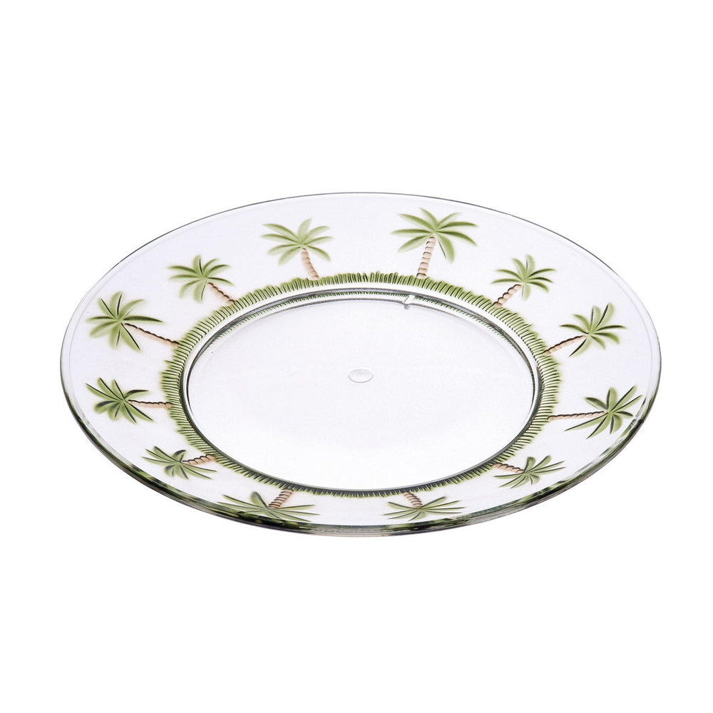 English Elm Palm Tree Design 9" Acrylic Dinner Plates Set of 4 – Clear, Unbreakable, BPA-Free, Dishwasher-Safe Elegance B095120400