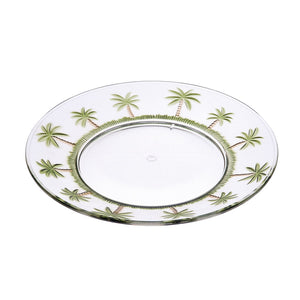 English Elm Palm Tree Design 9" Acrylic Dinner Plates Set of 4 – Clear, Unbreakable, BPA-Free, Dishwasher-Safe Elegance B095120400