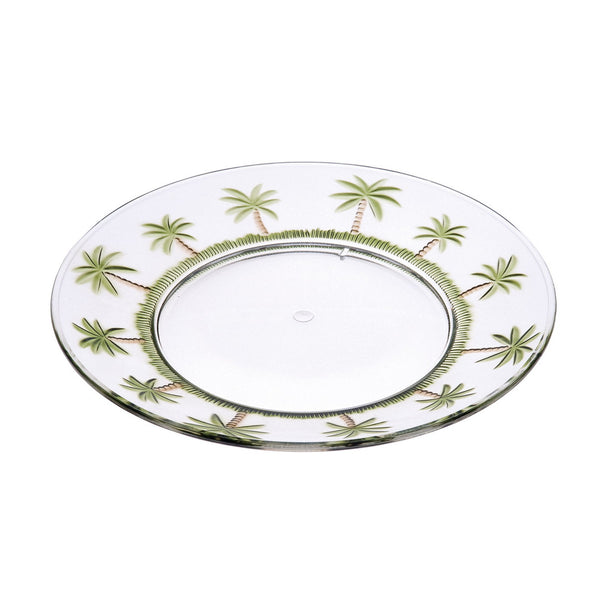 English Elm Palm Tree Design 9" Acrylic Dinner Plates Set of 4 – Clear, Unbreakable, BPA-Free, Dishwasher-Safe Elegance B095120400