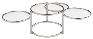 English Elm Modern Nesting Glass Coffee Table Set with Chrome Frame for Living Room Entertaining B091119900