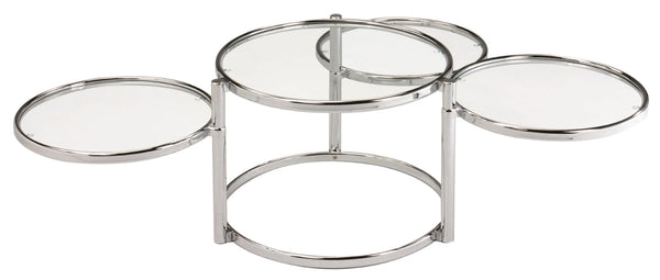 English Elm Modern Nesting Glass Coffee Table Set with Chrome Frame for Living Room Entertaining B091119900