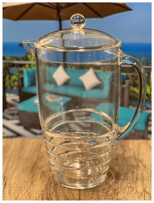 English Elm 2.5 Quarts Water Pitcher with Lid - Unbreakable Diamond-Cut Acrylic, BPA-Free, Crystal Clear 2.5qt B095120313