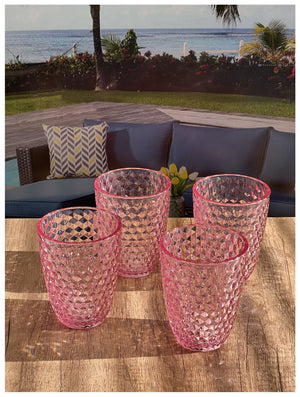 English Elm Diamond Cut Acrylic Glasses Set Of 4 (12Oz) - Elegant, Shatter-Resistant Drinkware, Bpa-Free! B095120374