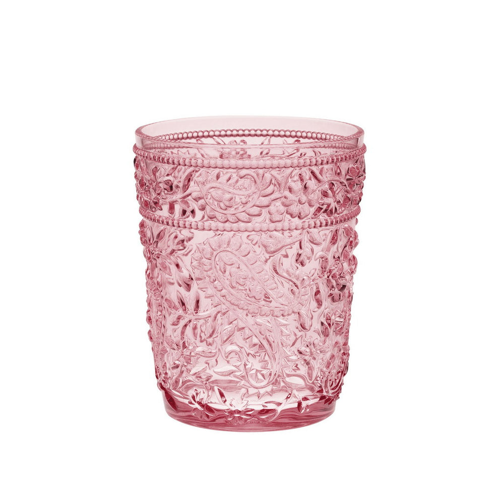 English Elm Paisley 13oz Acrylic Drinking Glasses Set of 4 - Shatterproof, BPA-Free Pink Tumblers, Dishwasher Safe B095120383