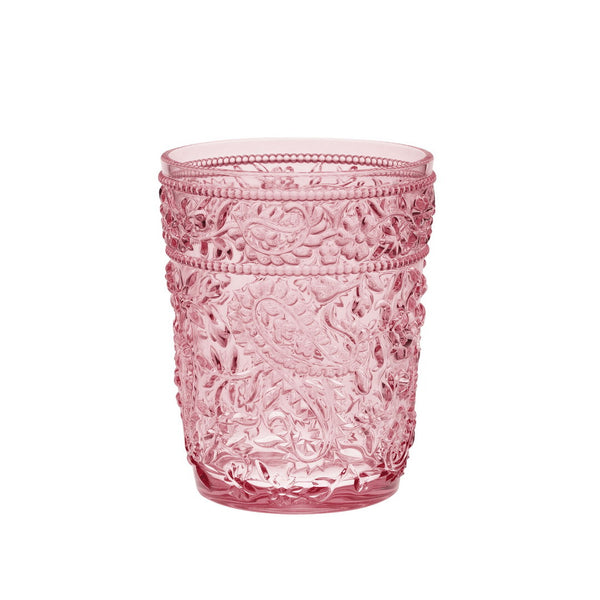 English Elm Paisley 13oz Acrylic Drinking Glasses Set of 4 - Shatterproof, BPA-Free Pink Tumblers, Dishwasher Safe B095120383