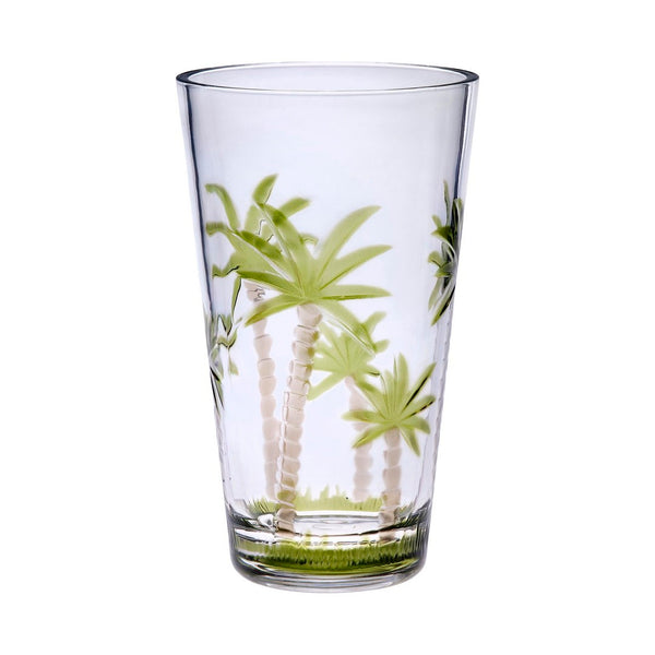 English Elm Palm Tree Design Acrylic Hi-Ball Glasses Set Of 4 - Bpa-Free 20Oz Drinkware For Poolside Fun! B095120326-GIGA