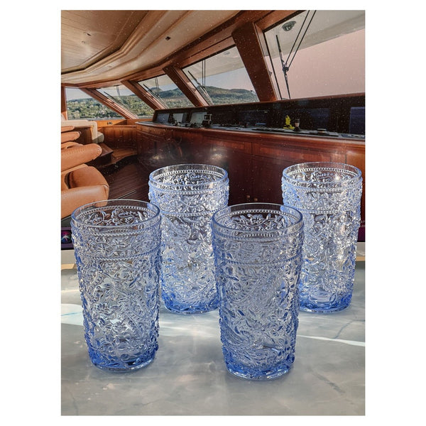 English Elm Paisley Acrylic Drinking Glasses Set Of 4 - 17Oz Hi-Ball Tumblers, Bpa-Free, Shatter-Resistant Style! B095120385-GIGA