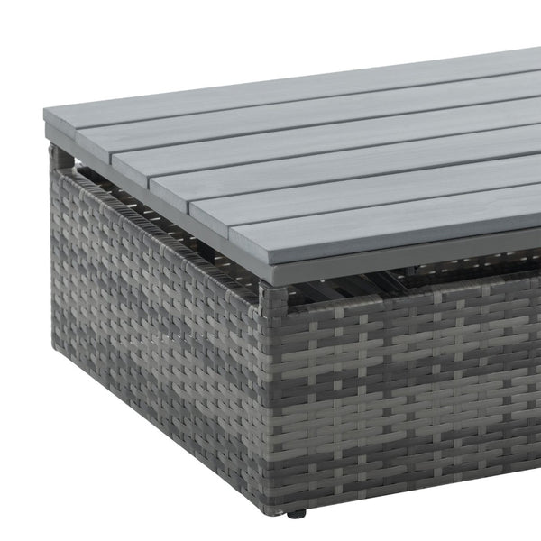 English Elm Patio 5-Piece Outdoor Furniture Set With Pe Wicker, Lift-Top Coffee Table & Lounger Sofa For Relaxing W1703S00016-GIGA