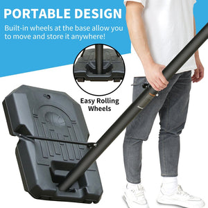 English Elm Portable Basketball Hoop Steel Frame 44 Inch Backboard Adjusts 6.6 to 10 Feet Outdoor W1408P358677
