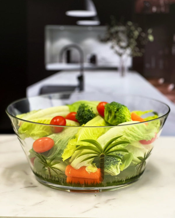 English Elm Palm Tree Acrylic Serving Bowls - Unbreakable, Bpa-Free, Stylish Tableware For Salads, Soups & Snacks B095120328-GIGA