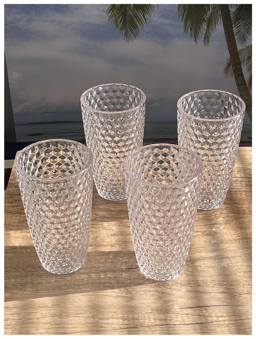 English Elm Diamond Cut Acrylic Glasses Set Of 4 – Stylish, Shatter-Resistant Drinkware For Every Occasion! B095120375