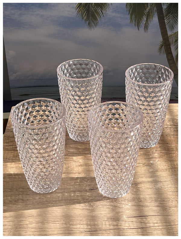 English Elm Diamond Cut Acrylic Glasses Set Of 4 – Stylish, Shatter-Resistant Drinkware For Every Occasion! B095120375