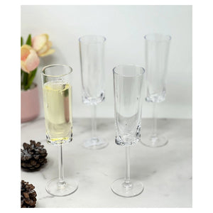 English Elm Oval Halo Acrylic Champagne Flutes Set Of 4 - Unbreakable 4Oz Mimosa Glasses For Elegant Celebrations B095120349-GIGA