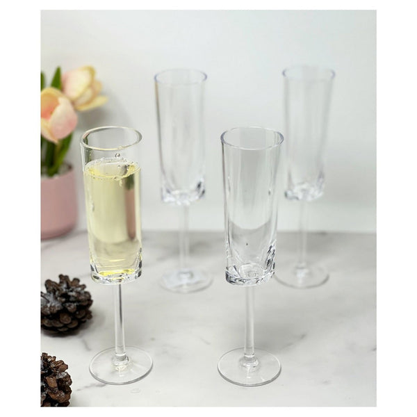 English Elm Oval Halo Acrylic Champagne Flutes Set Of 4 - Unbreakable 4Oz Mimosa Glasses For Elegant Celebrations B095120349-GIGA
