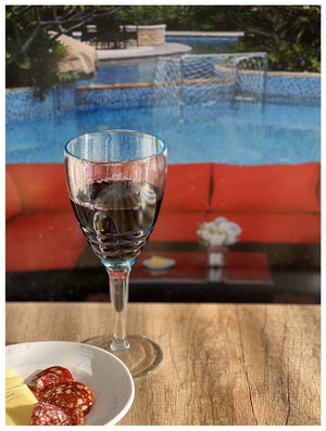 English Elm Swirl Plastic Wine Glasses Set of 4 12oz - BPA-Free Acrylic, Unbreakable Stemware, Dishwasher Safe Elegance Blue B095120394