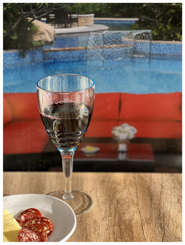 English Elm Swirl Plastic Wine Glasses Set of 4 12oz - BPA-Free Acrylic, Unbreakable Stemware, Dishwasher Safe Elegance Blue B095120394