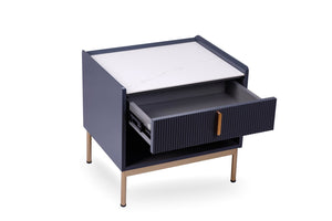 English Elm Modern Sintered Stone Top Nightstand with Gold Legs and Charcoal Wood Frame B091119904