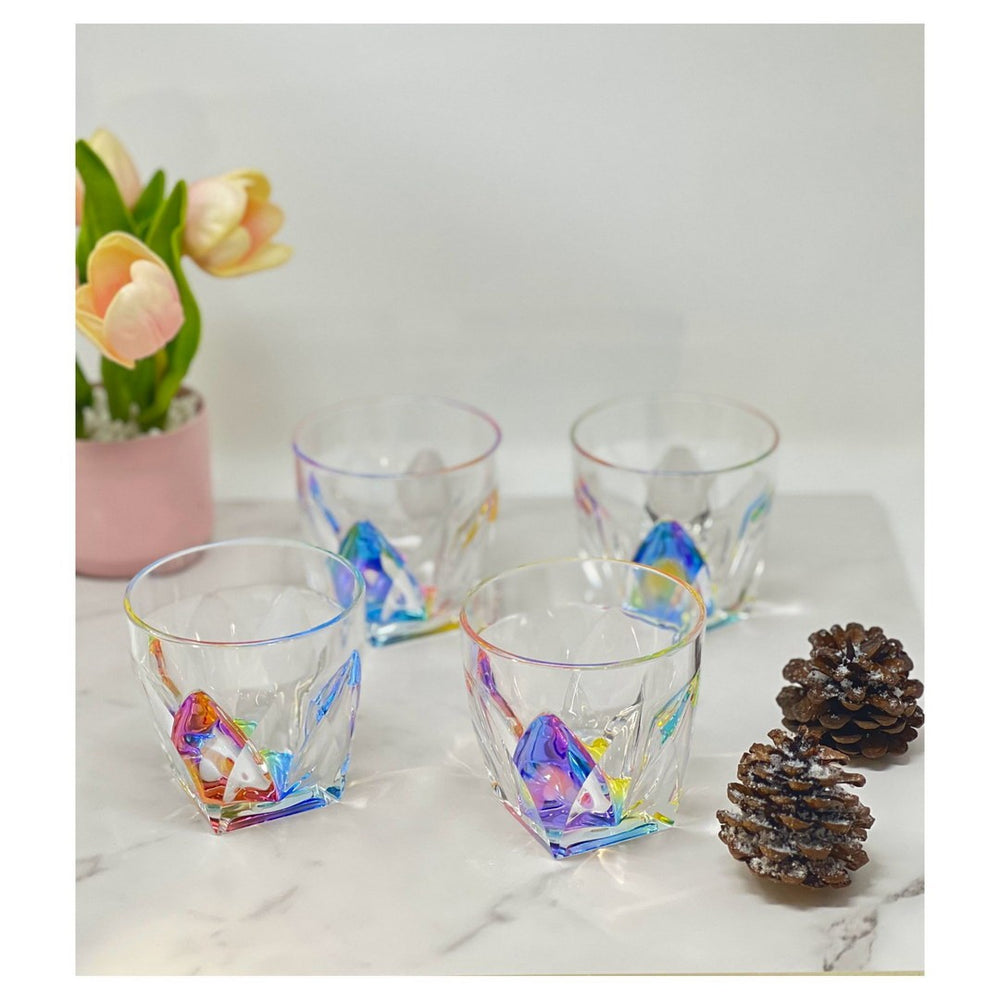 English Elm Rainbow Diamond Acrylic Drinking Glasses Set Of 4 - Shatter-Resistant, Bpa-Free, Stylish Drinkware B095120332-GIGA