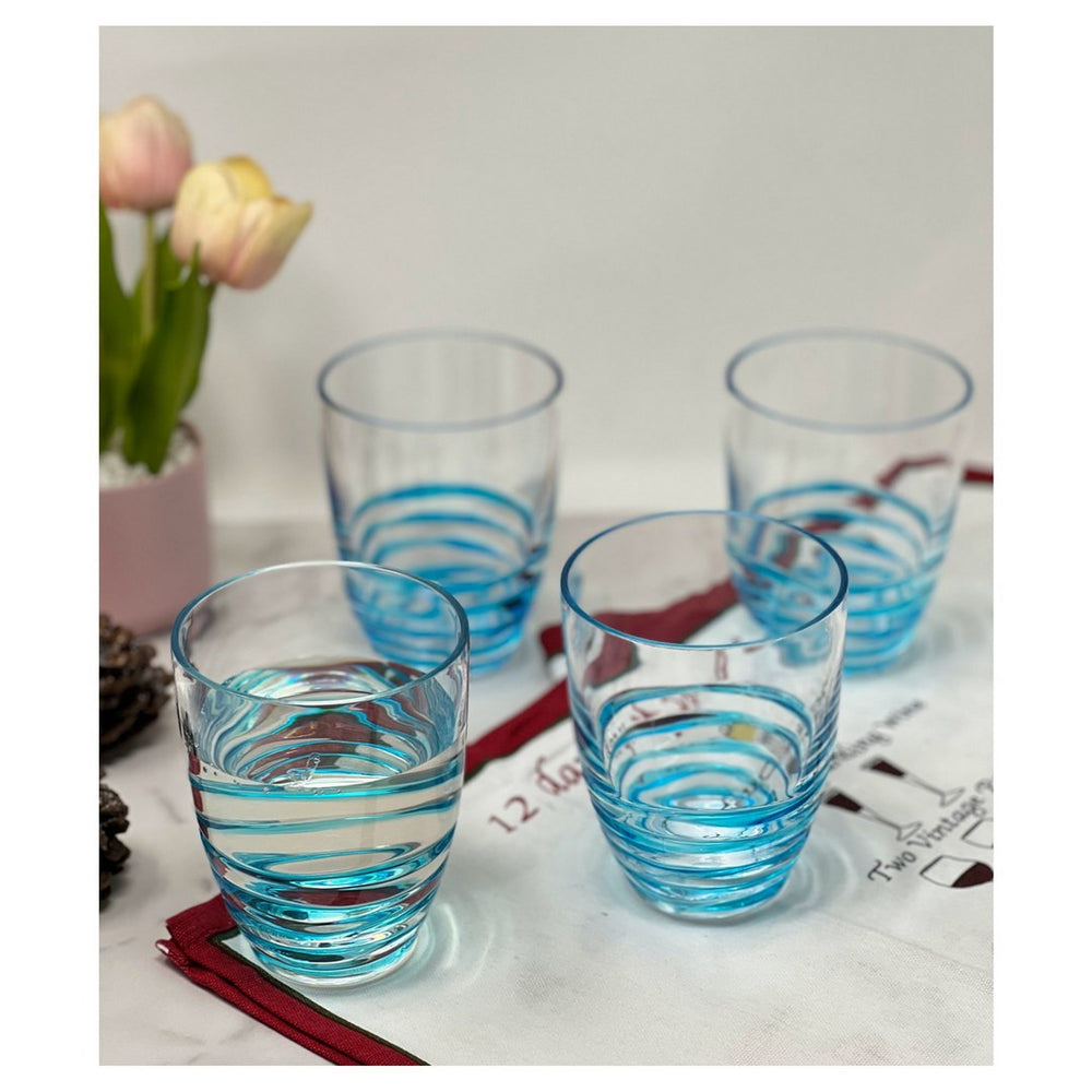 English Elm Swirl Acrylic Drinking Glass Set Of 4 - 15Oz Shatter-Resistant Cocktail & Water Tumblers, Bpa-Free B095120390-GIGA