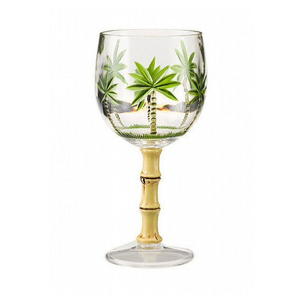English Elm Palm Tree Acrylic Wine Glasses Set Of 4, Unbreakable 16Oz Bpa-Free For Poolside & Outdoor Fun B095120329-GIGA