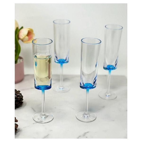 English Elm Oval Halo Unbreakable Champagne Flutes Set Of 4 - Elegant Bpa-Free Acrylic Glasses For Any Occasion B095120347-GIGA
