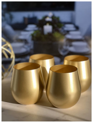 English Elm Metallic Gold Stemmed Wine Glasses Set Of 4 – Unbreakable 18Oz Bpa-Free Acrylic For Stylish Entertaining B095120323