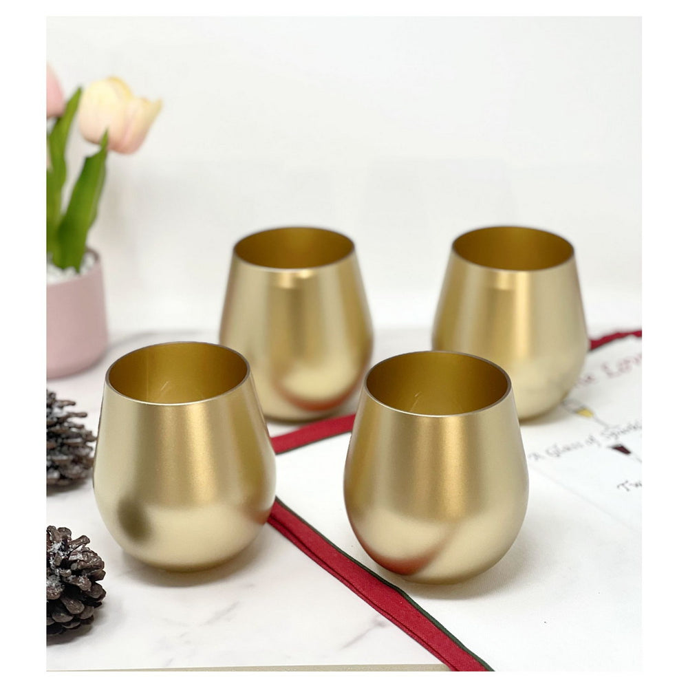 English Elm Metallic Gold Stemmed Wine Glasses Set Of 4 – Unbreakable 18Oz Bpa-Free Acrylic For Stylish Entertaining B095120323