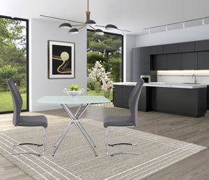 English Elm 36" Frosted Tempered Glass Square Dining Table with Chrome Legs Seats Four B091119898